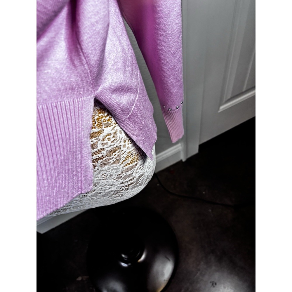 DKNY Women's  Barbie‎ Pink Sweater Silver Studs Accent  S Warm Cozy Coquette - Picture 6 of 12